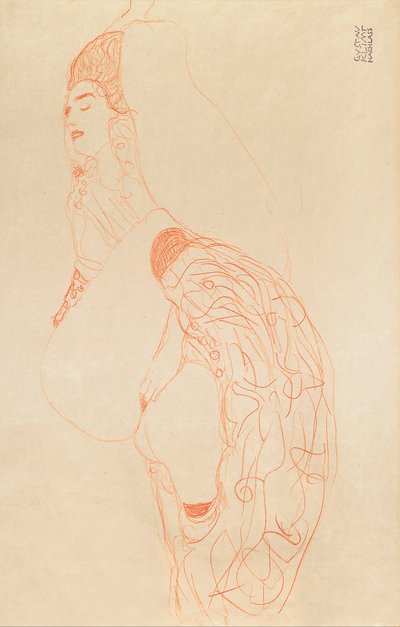 Liegender Halbakt (Masturbierend) von Gustav Klimt
